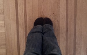 Here's my feet.  Standing.  Between two lines.