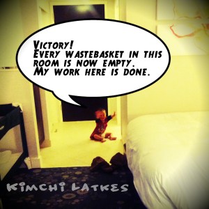 My little hotel "helper", hard at work.